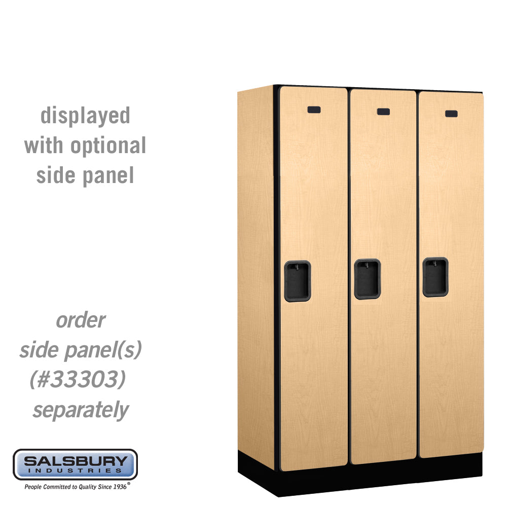 12" Wide Single Tier Designer Wood Locker - 3 Wide - 5 Feet High - 18 Inches Deep - Maple