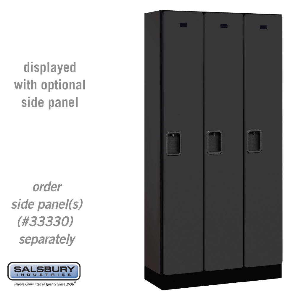 12" Wide Single Tier Designer Wood Locker - 3 Wide - 6 Feet High - 15 Inches Deep - Black