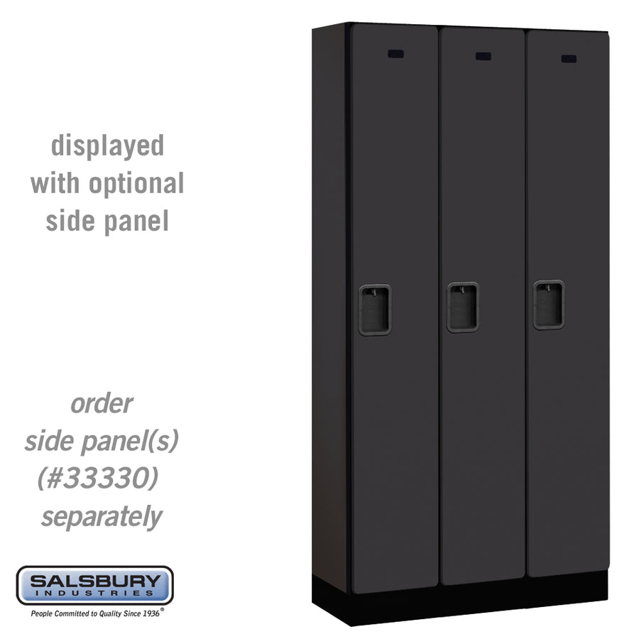 12" Wide Single Tier Designer Wood Locker - 3 Wide - 6 Feet High - 15 Inches Deep - Black
