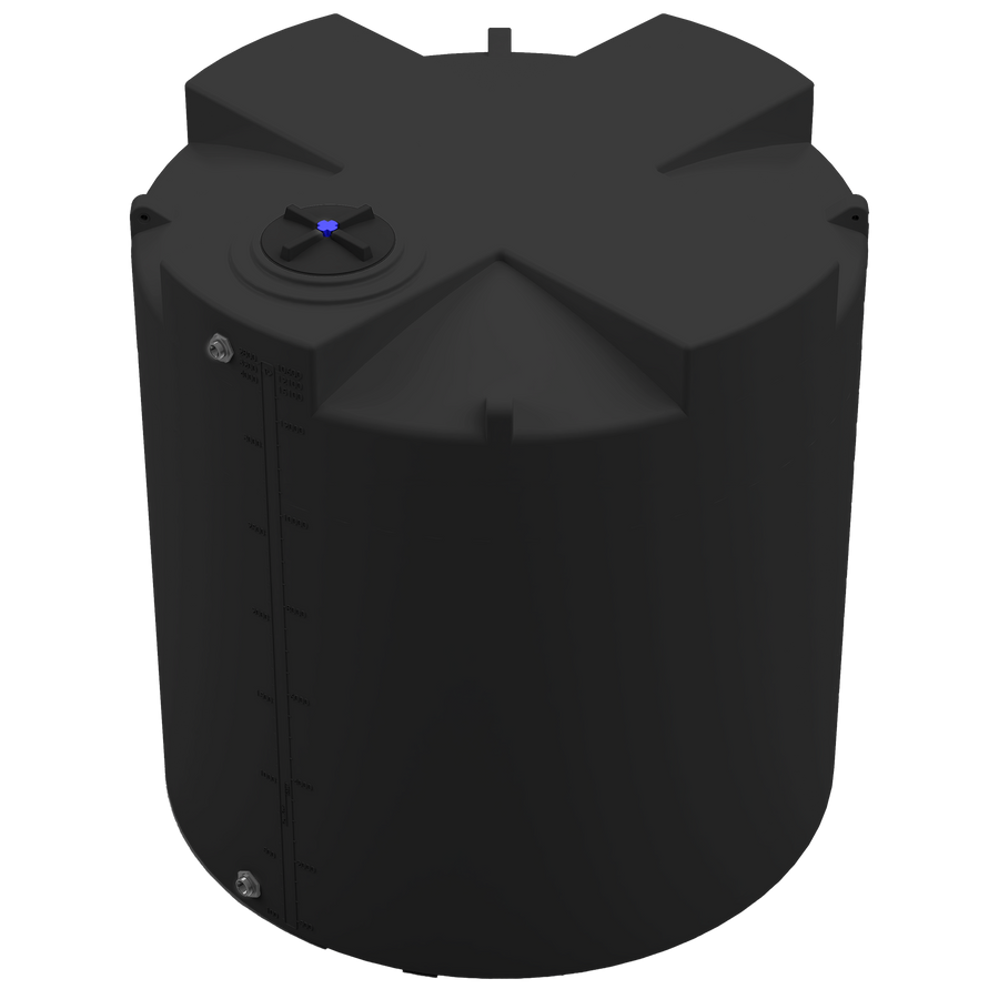 3200 GAL PROCHEM® PLUS POTABLE WATER TANK - LPE 1.0 FDA - BLACK  - DIA 102" x HGT 108" - LID 16" - BH FITTING T 1.5” / B 2” 