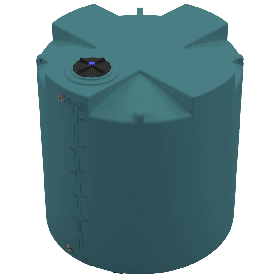 3200 GAL PROCHEM® PLUS POTABLE WATER TANK - LPE 1.0 FDA - GREEN  - DIA 102" x HGT 108" - LID 16" - BH FITTING T 1.5” / B 2” 