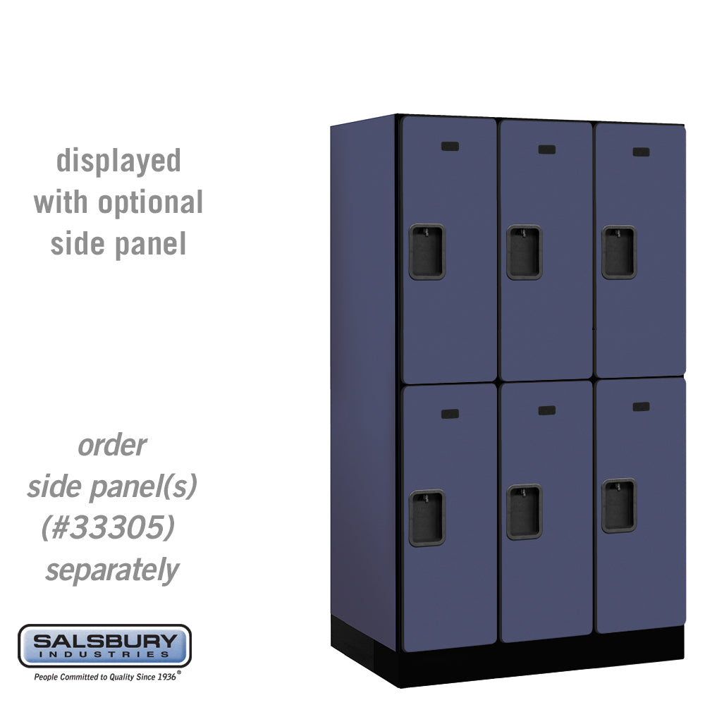 12" Wide Double Tier Designer Wood Locker - 3 Wide - 5 Feet High - 21 Inches Deep - Blue