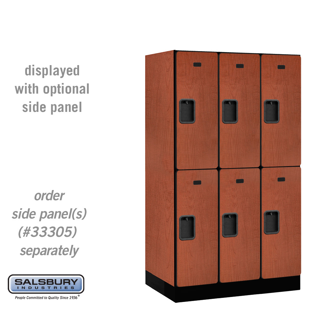 12" Wide Double Tier Designer Wood Locker - 3 Wide - 5 Feet High - 21 Inches Deep - Cherry