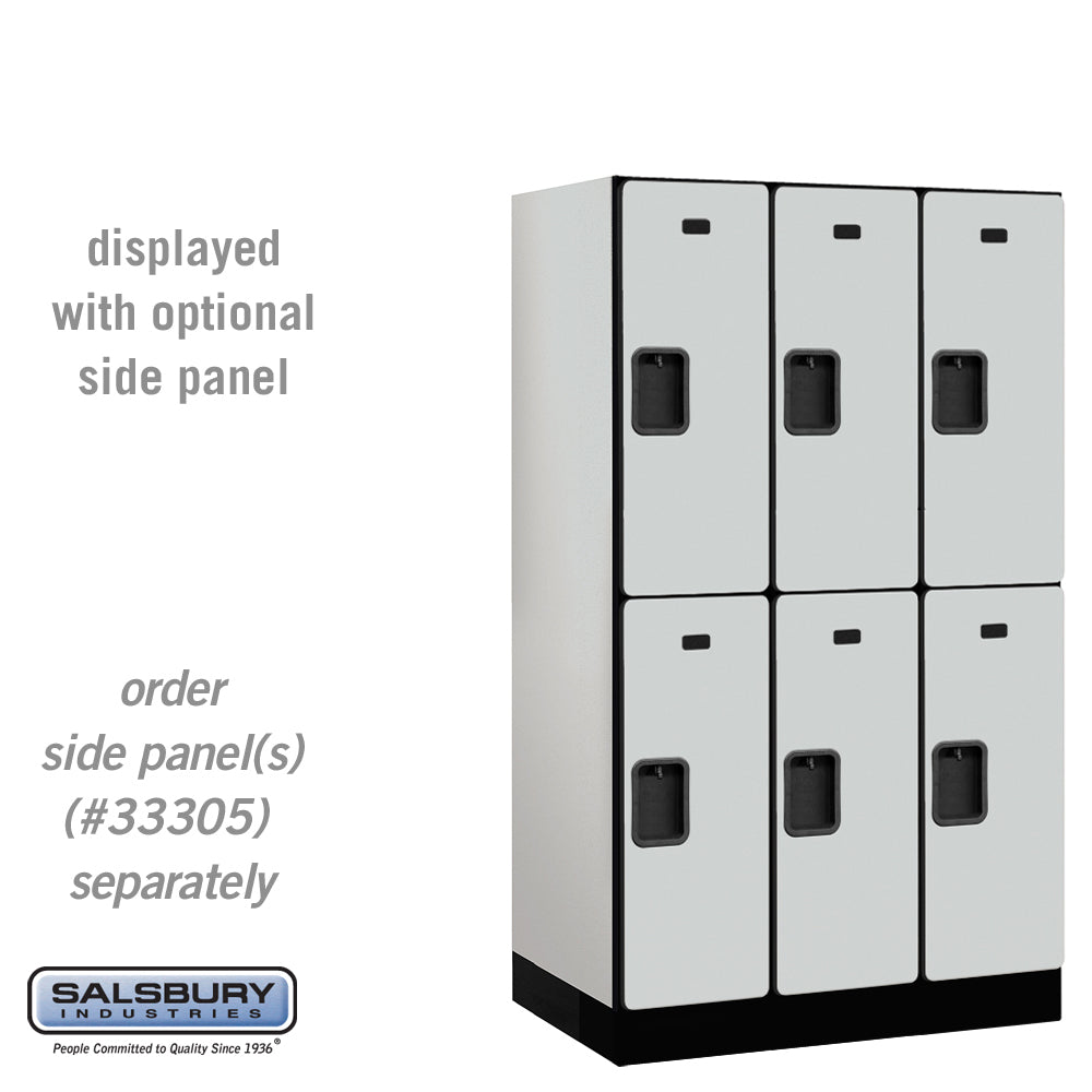 12" Wide Double Tier Designer Wood Locker - 3 Wide - 5 Feet High - 21 Inches Deep - Gray