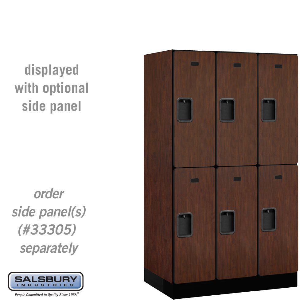 12" Wide Double Tier Designer Wood Locker - 3 Wide - 5 Feet High - 21 Inches Deep - Mahogany