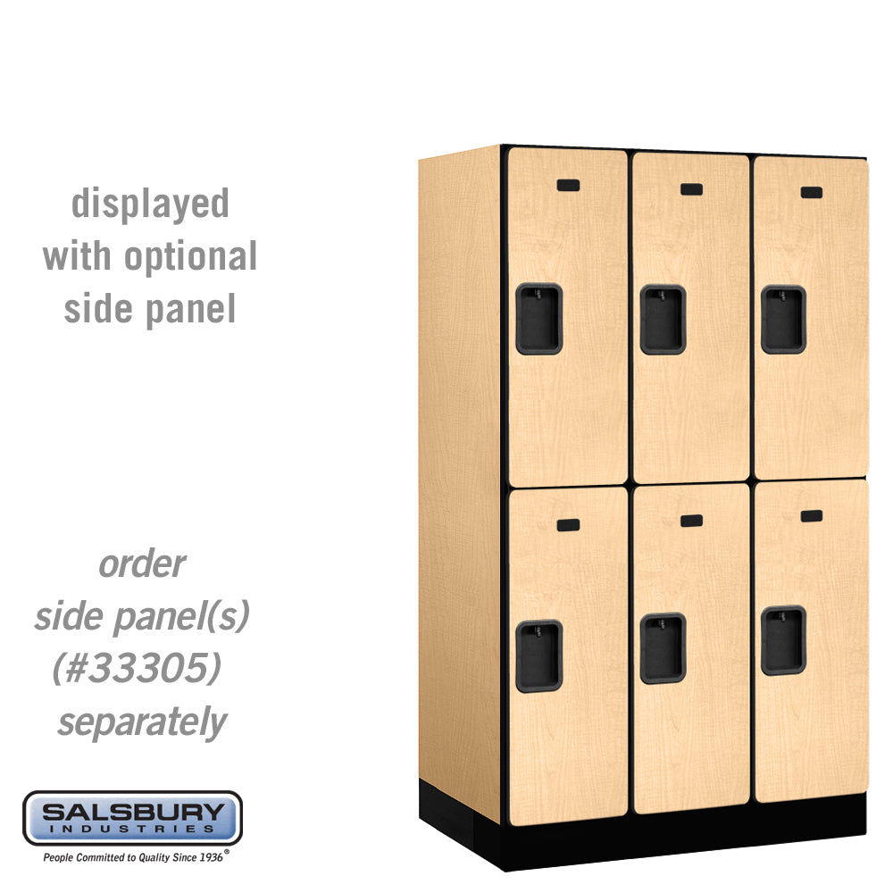 12" Wide Double Tier Designer Wood Locker - 3 Wide - 5 Feet High - 21 Inches Deep - Maple