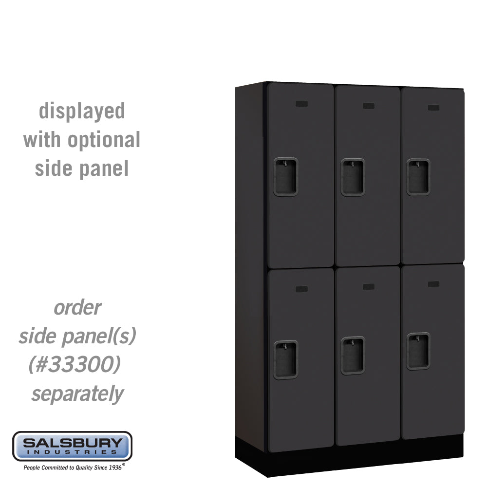 12" Wide Double Tier Designer Wood Locker - 3 Wide - 5 Feet High - 15 Inches Deep - Black