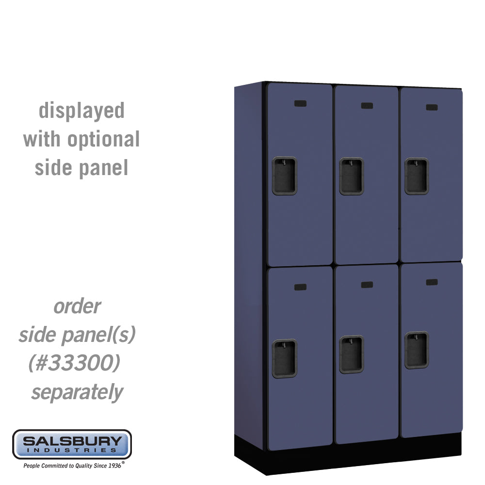 12" Wide Double Tier Designer Wood Locker - 3 Wide - 5 Feet High - 15 Inches Deep - Blue