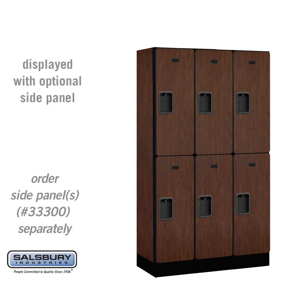 12" Wide Double Tier Designer Wood Locker - 3 Wide - 5 Feet High - 15 Inches Deep - Mahogany