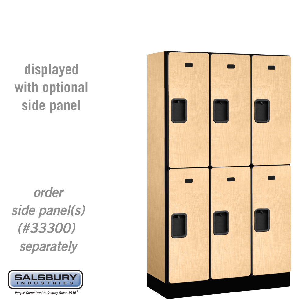 12" Wide Double Tier Designer Wood Locker - 3 Wide - 5 Feet High - 15 Inches Deep - Maple