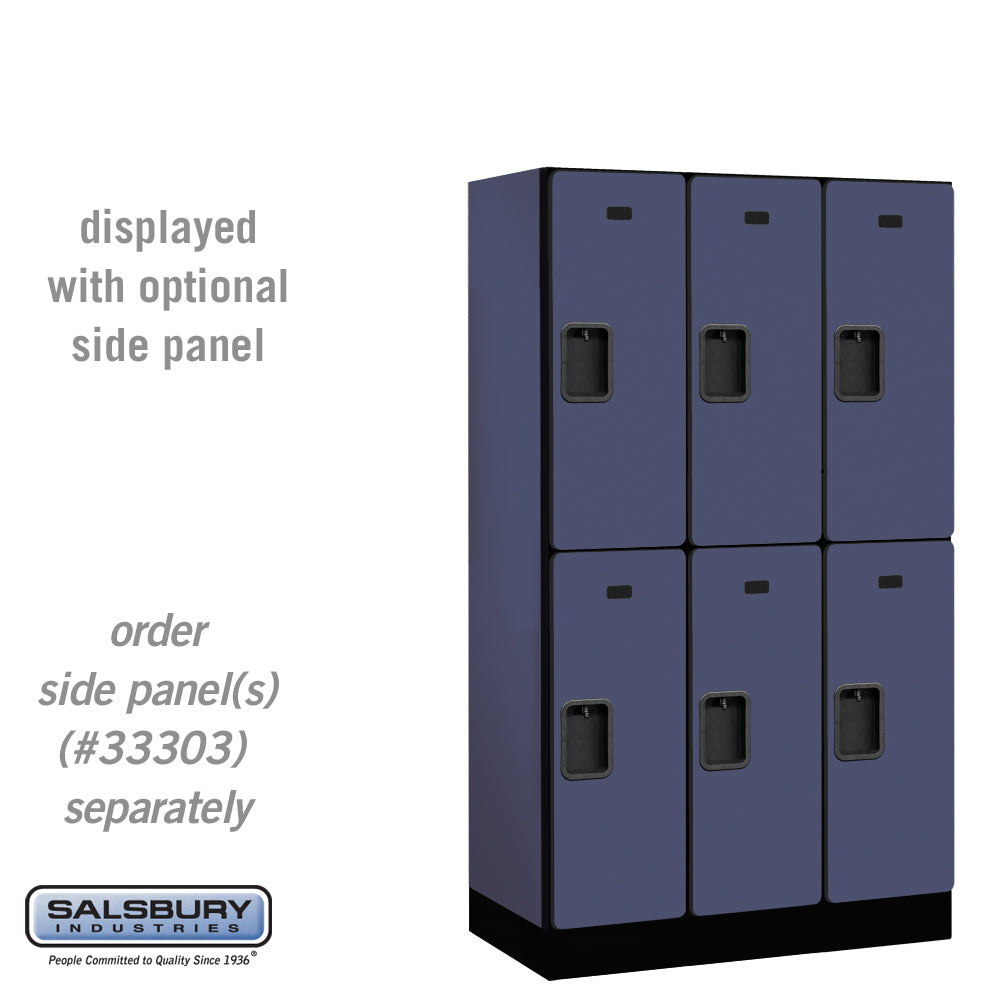 12" Wide Double Tier Designer Wood Locker - 3 Wide - 5 Feet High - 18 Inches Deep - Blue