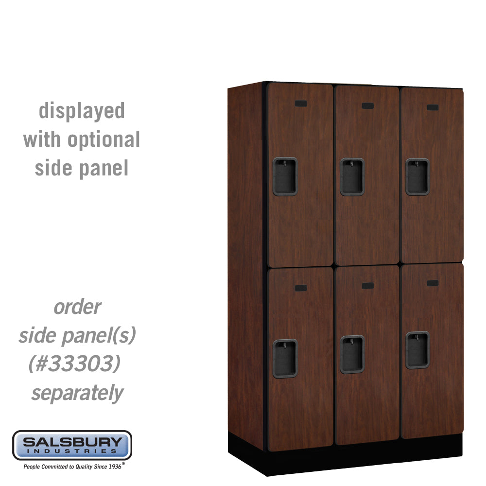 12" Wide Double Tier Designer Wood Locker - 3 Wide - 5 Feet High - 18 Inches Deep - Mahogany