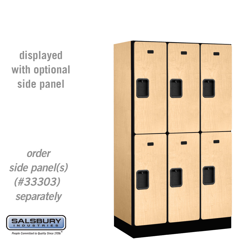 12" Wide Double Tier Designer Wood Locker - 3 Wide - 5 Feet High - 18 Inches Deep - Maple