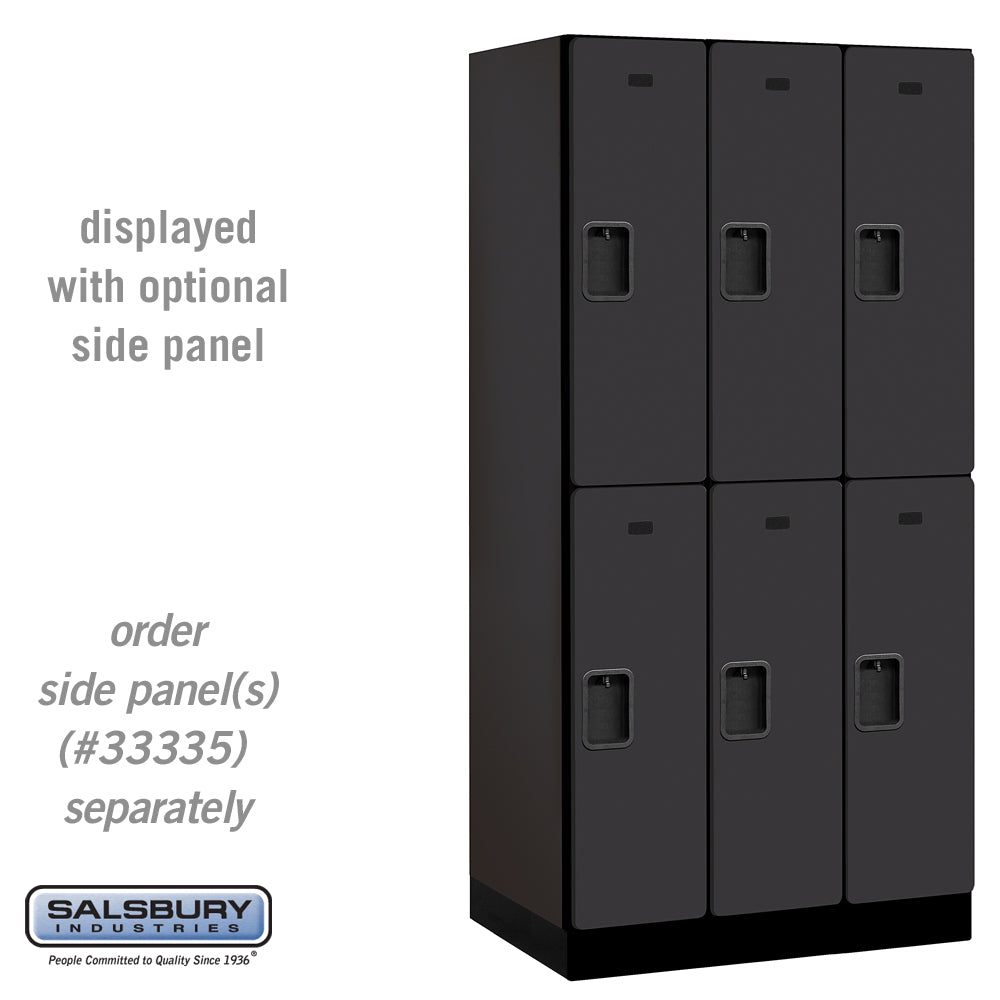 12" Wide Double Tier Designer Wood Locker - 3 Wide - 6 Feet High - 21 Inches Deep - Black