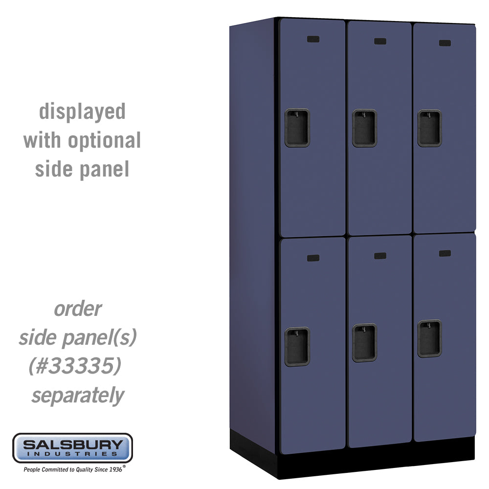 12" Wide Double Tier Designer Wood Locker - 3 Wide - 6 Feet High - 21 Inches Deep - Blue