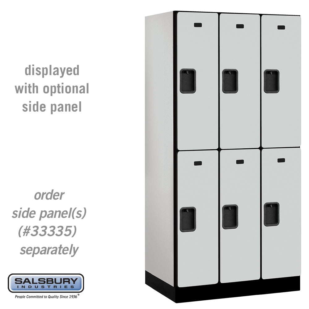 12" Wide Double Tier Designer Wood Locker - 3 Wide - 6 Feet High - 21 Inches Deep - Gray