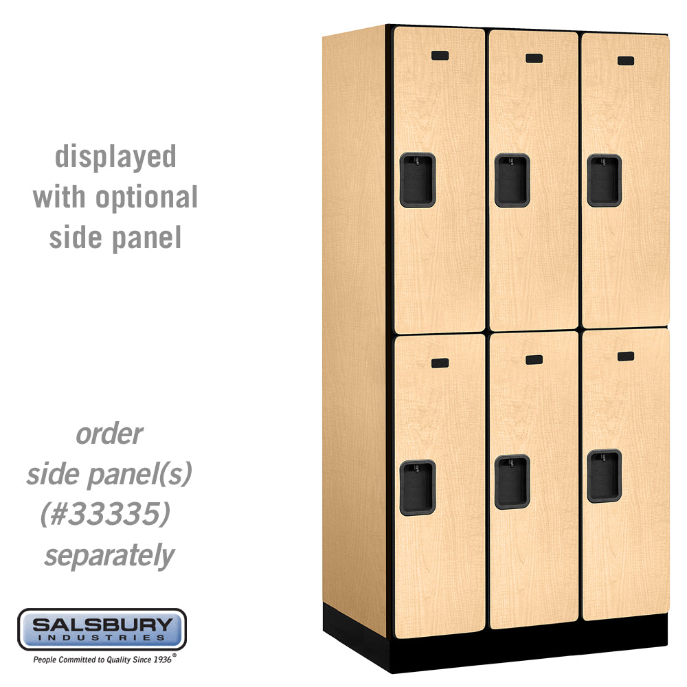 12" Wide Double Tier Designer Wood Locker - 3 Wide - 6 Feet High - 21 Inches Deep - Maple