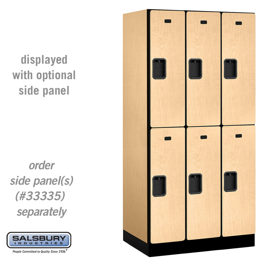 12" Wide Double Tier Designer Wood Locker - 3 Wide - 6 Feet High - 21 Inches Deep - Maple