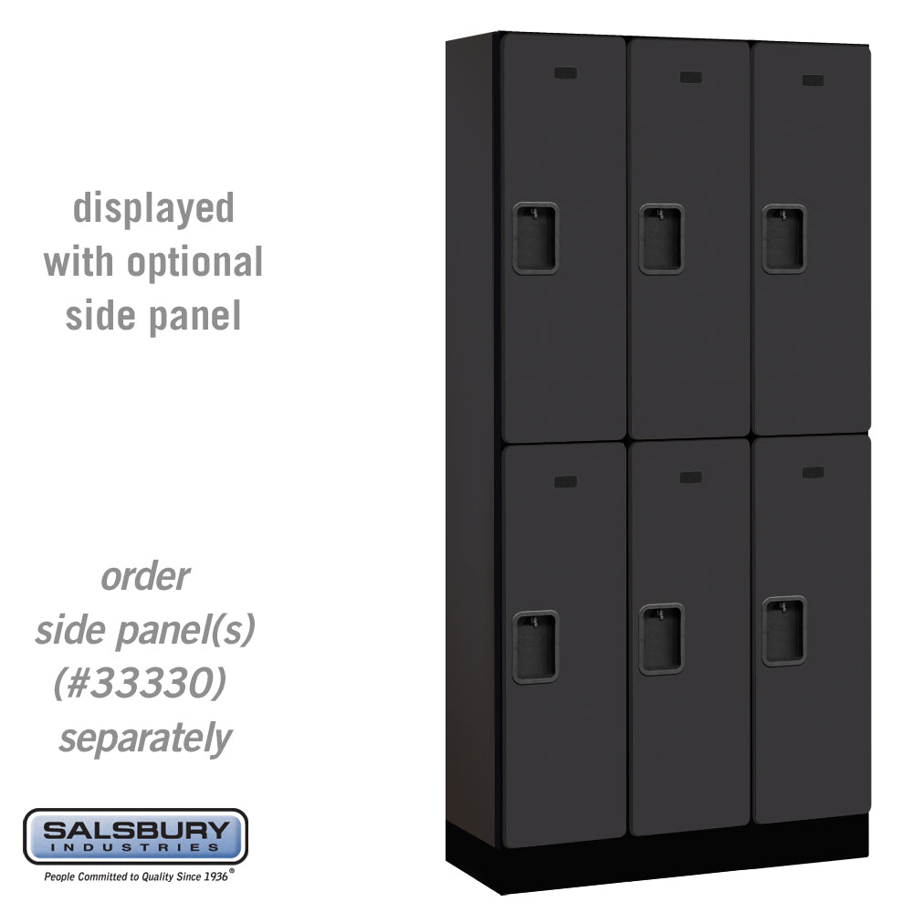 12" Wide Double Tier Designer Wood Locker - 3 Wide - 6 Feet High - 15 Inches Deep - Black