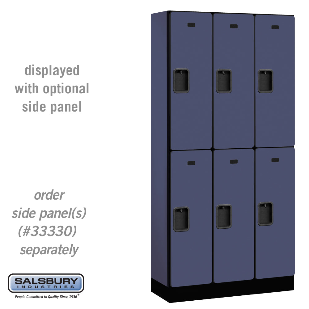 12" Wide Double Tier Designer Wood Locker - 3 Wide - 6 Feet High - 15 Inches Deep - Blue