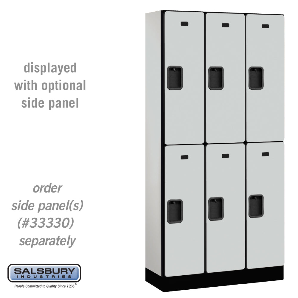 12" Wide Double Tier Designer Wood Locker - 3 Wide - 6 Feet High - 15 Inches Deep - Gray