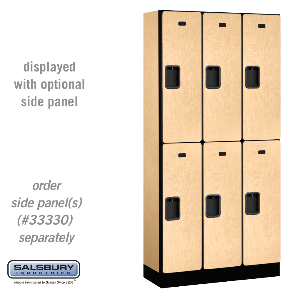 12" Wide Double Tier Designer Wood Locker - 3 Wide - 6 Feet High - 15 Inches Deep - Maple