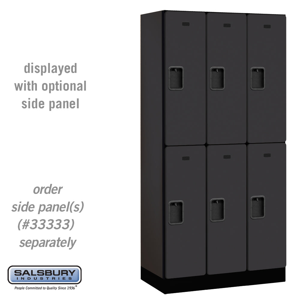 12" Wide Double Tier Designer Wood Locker - 3 Wide - 6 Feet High - 18 Inches Deep - Black