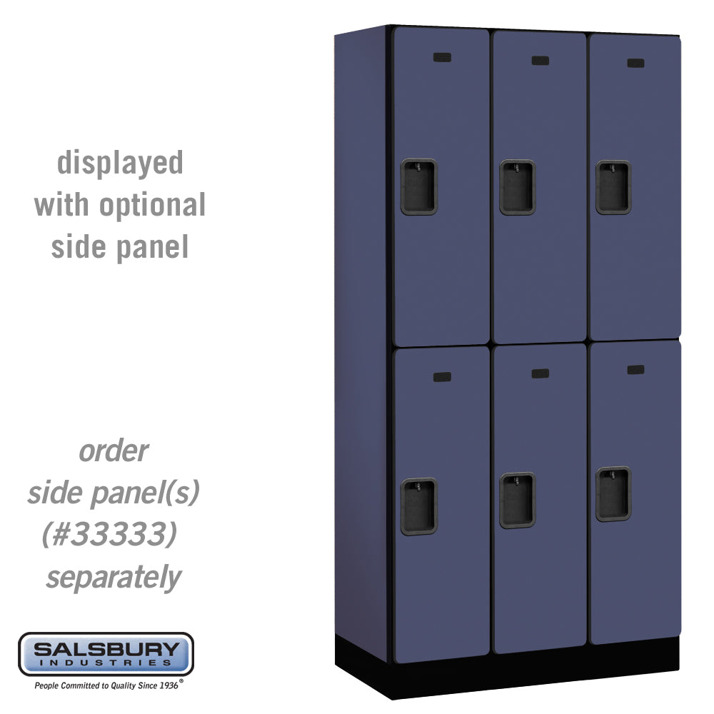 12" Wide Double Tier Designer Wood Locker - 3 Wide - 6 Feet High - 18 Inches Deep - Blue