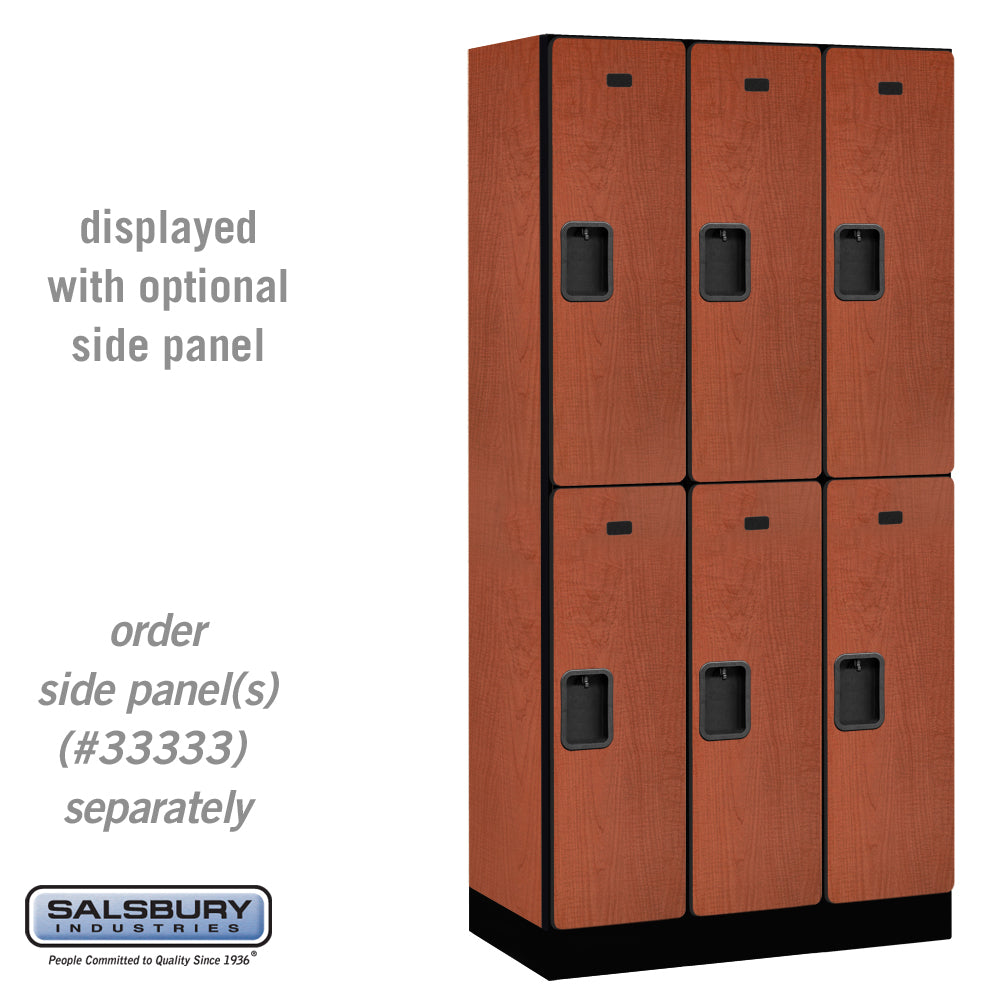 12" Wide Double Tier Designer Wood Locker - 3 Wide - 6 Feet High - 18 Inches Deep - Cherry