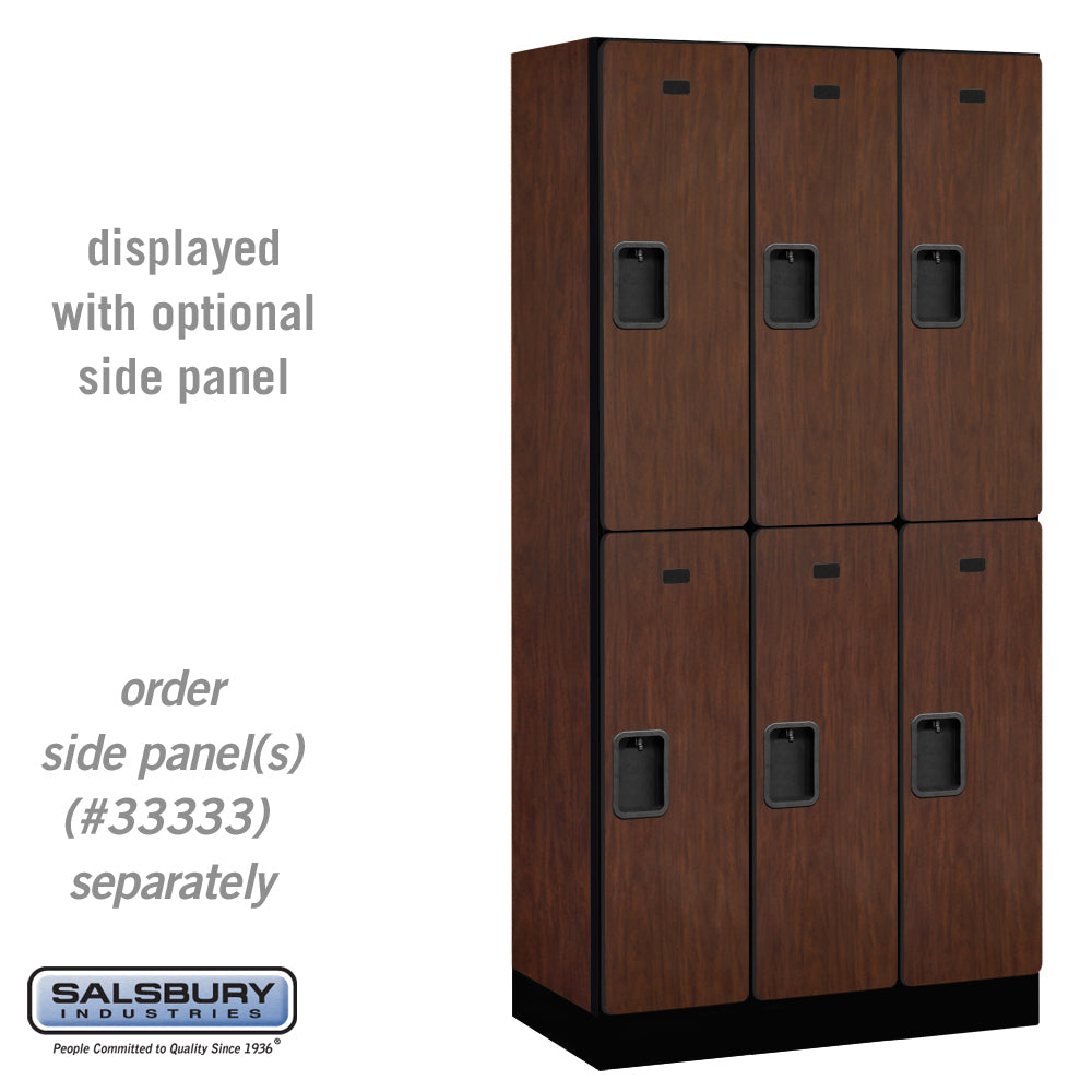 12" Wide Double Tier Designer Wood Locker - 3 Wide - 6 Feet High - 18 Inches Deep - Mahogany