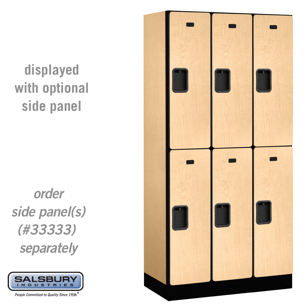 12" Wide Double Tier Designer Wood Locker - 3 Wide - 6 Feet High - 18 Inches Deep - Maple