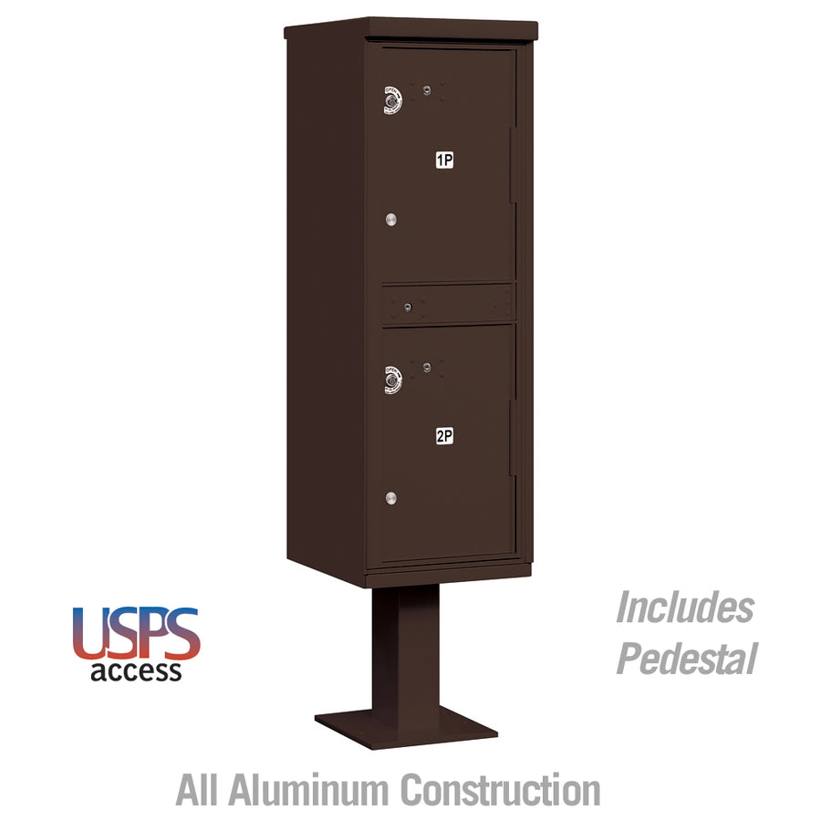 Outdoor Parcel Locker with 2 Compartments in Bronze with USPS Access – Type I