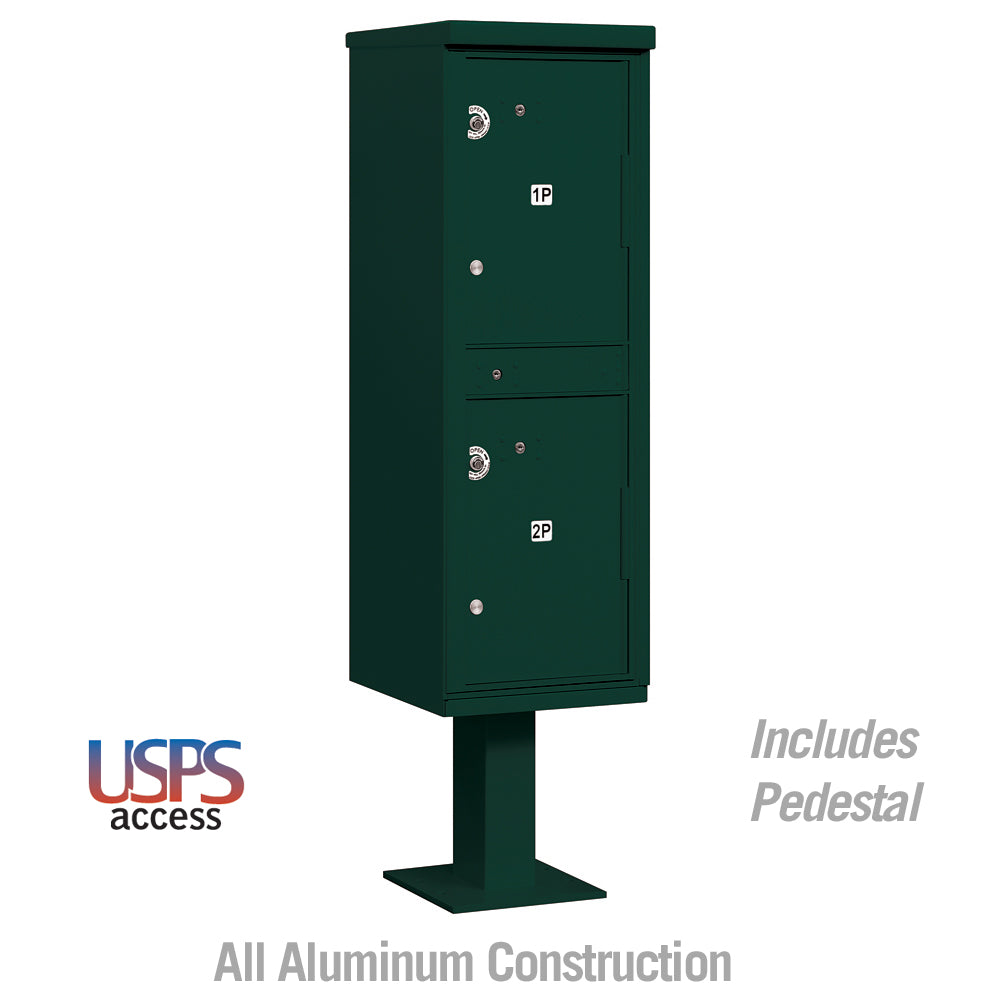 Outdoor Parcel Locker with 2 Compartments in Green with USPS Access – Type I