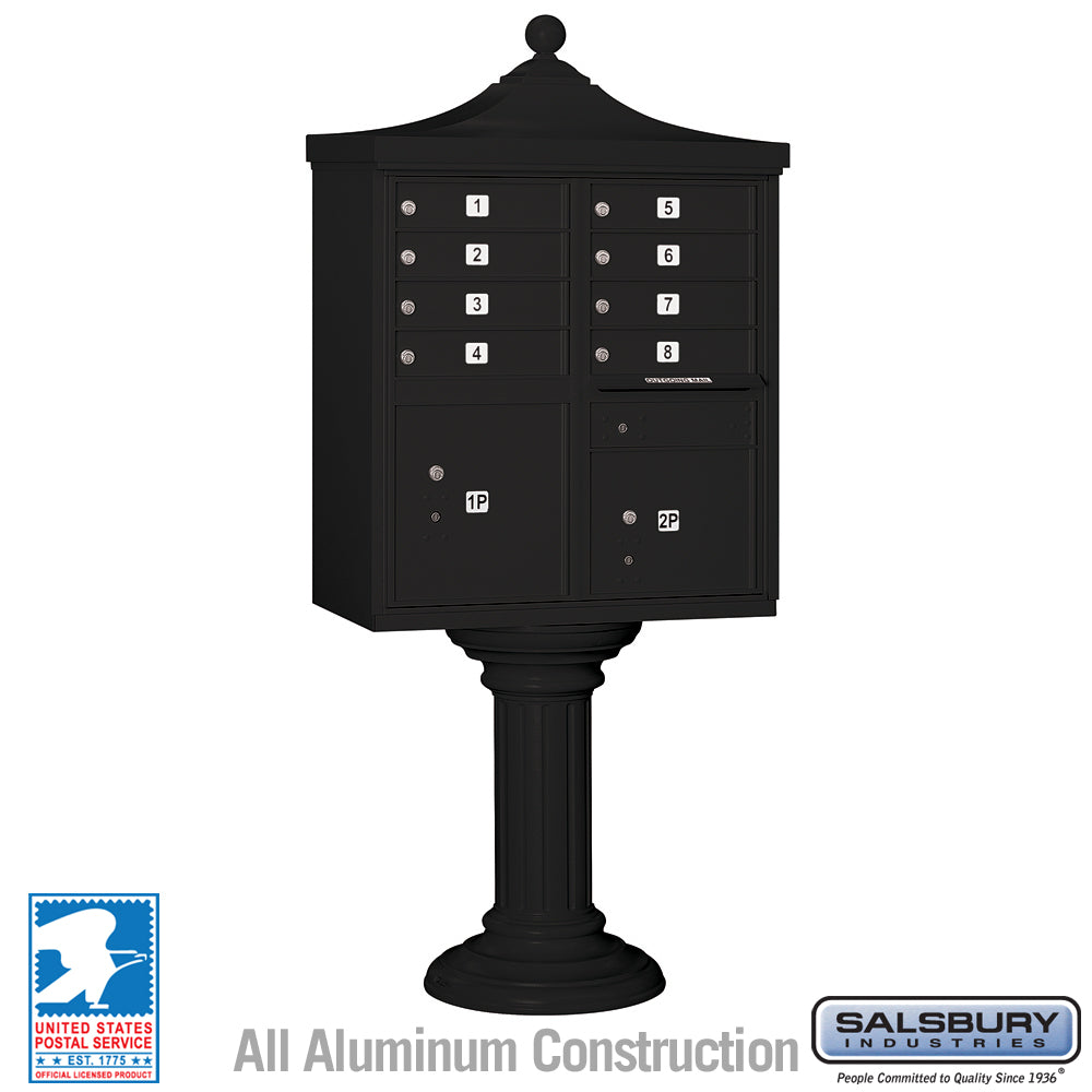 Regency Decorative Cluster Box Unit with 8 Doors and 2 Parcel Lockers in Black with USPS Access – Type I 