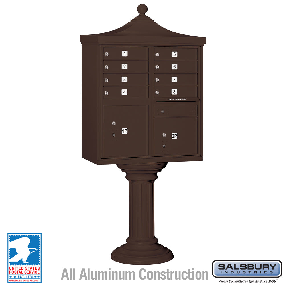 Regency Decorative Cluster Box Unit with 8 Doors and 2 Parcel Lockers in Bronze with USPS Access – Type I 