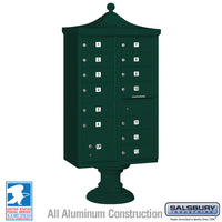 Thumbnail for Regency Decorative Cluster Box Unit with 13 Doors and 1 Parcel Locker in Green with USPS Access – Type IV 