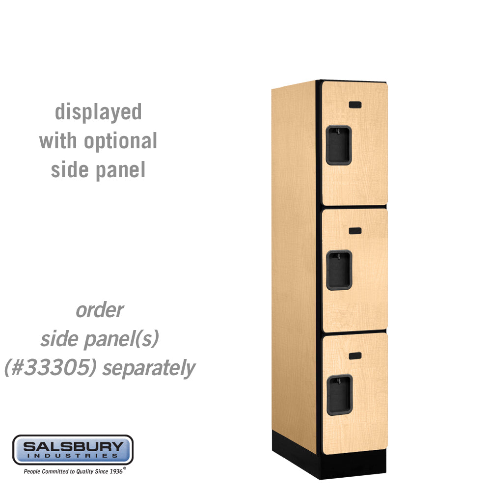 12" Wide Triple Tier Designer Wood Locker - 1 Wide - 5 Feet High - 21 Inches Deep - Maple