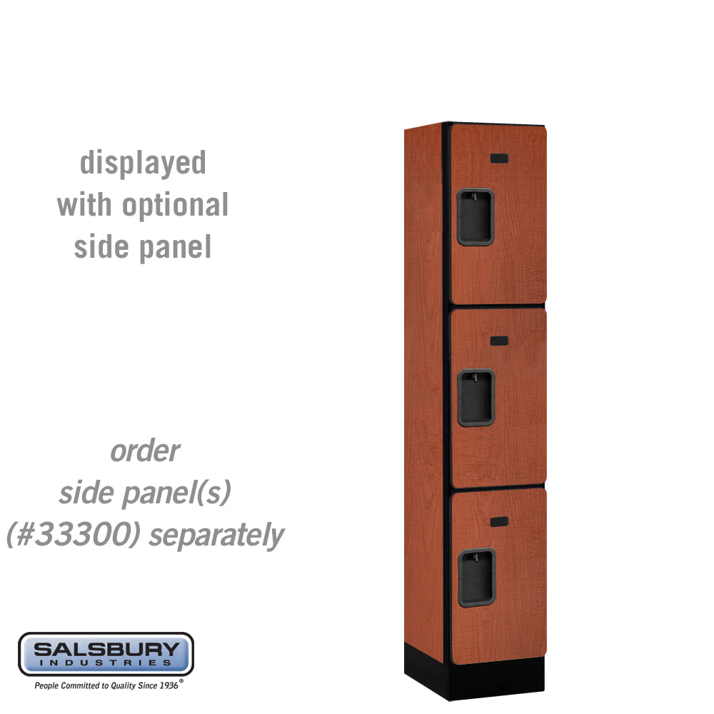 12" Wide Triple Tier Designer Wood Locker - 1 Wide - 5 Feet High - 15 Inches Deep - Cherry