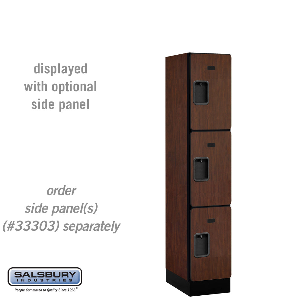 12" Wide Triple Tier Designer Wood Locker - 1 Wide - 5 Feet High - 18 Inches Deep - Mahogany