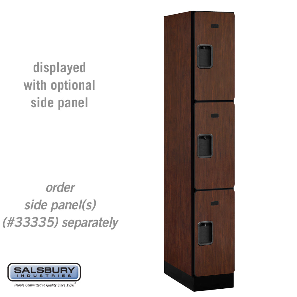 12" Wide Triple Tier Designer Wood Locker - 1 Wide - 6 Feet High - 21 Inches Deep - Mahogany