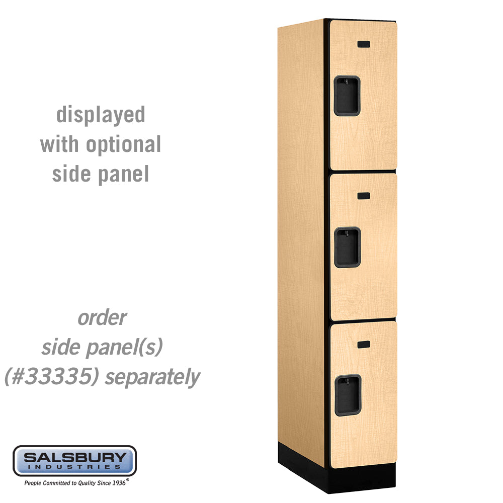 12" Wide Triple Tier Designer Wood Locker - 1 Wide - 6 Feet High - 21 Inches Deep - Maple