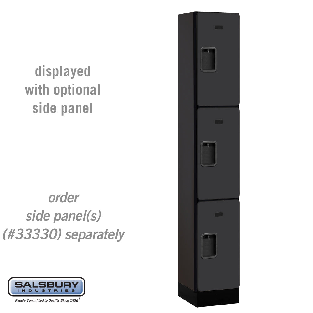 12" Wide Triple Tier Designer Wood Locker - 1 Wide - 6 Feet High - 15 Inches Deep - Black