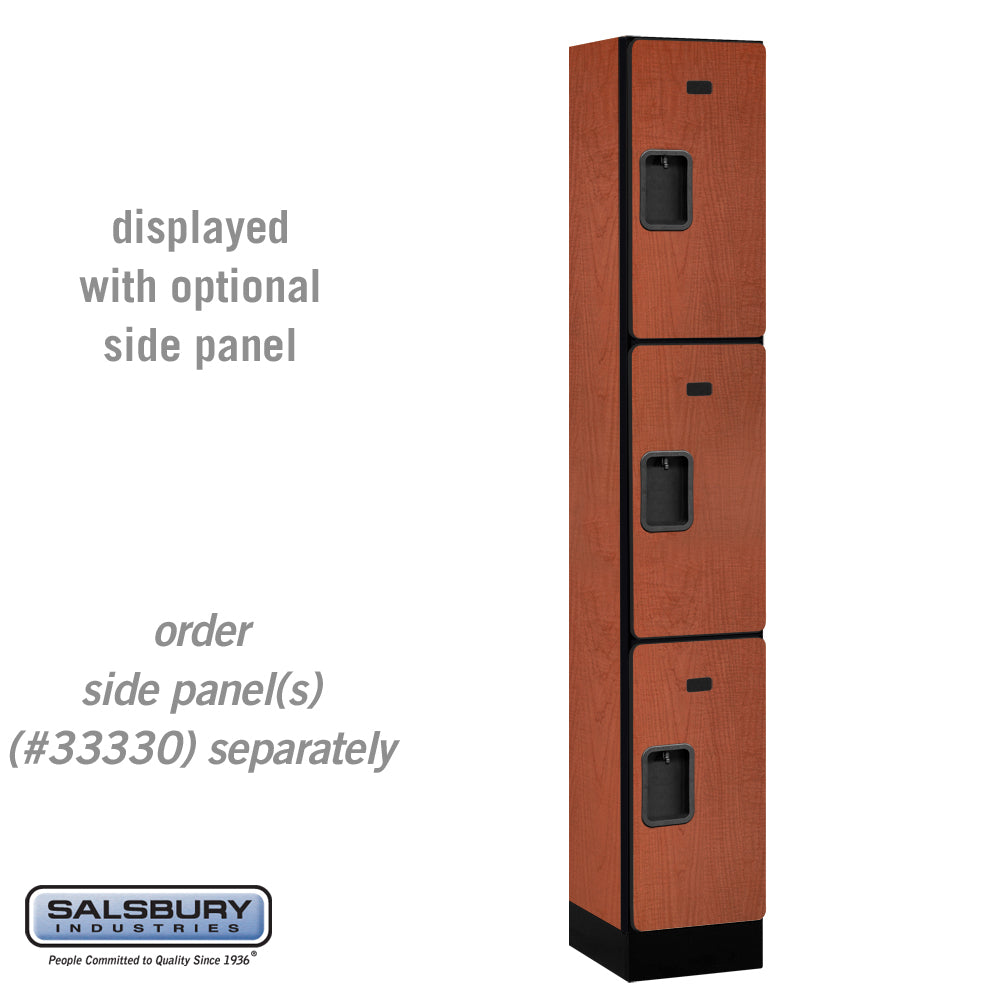 12" Wide Triple Tier Designer Wood Locker - 1 Wide - 6 Feet High - 15 Inches Deep - Cherry