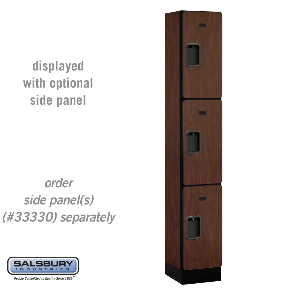 12" Wide Triple Tier Designer Wood Locker - 1 Wide - 6 Feet High - 15 Inches Deep - Mahogany