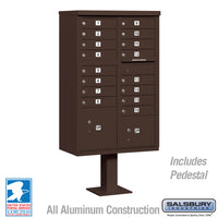 Thumbnail for Cluster Box Unit with 16 Doors and 2 Parcel Lockers in Bronze with USPS Access – Type III 