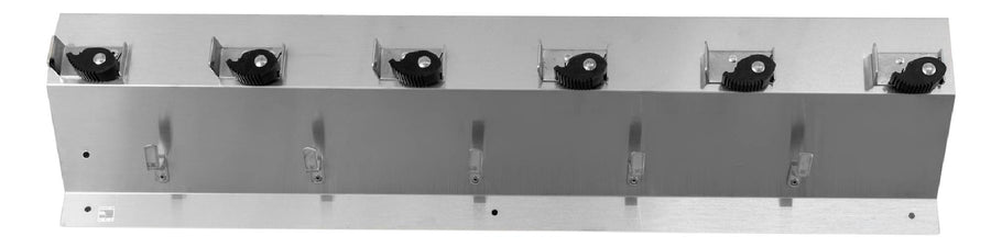 Mop and Broom Holder 6-Cam, Shelf & Hooks, Stainless Steel