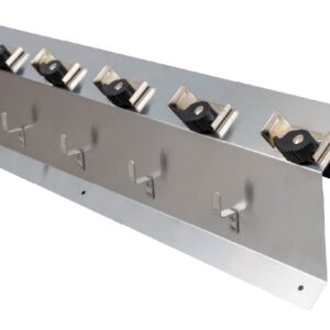 Mop and Broom Holder 6-Cam, Shelf & Hooks, Stainless Steel