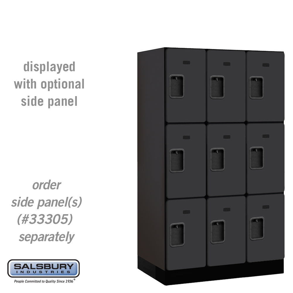 12" Wide Triple Tier Designer Wood Locker - 3 Wide - 5 Feet High - 21 Inches Deep - Black