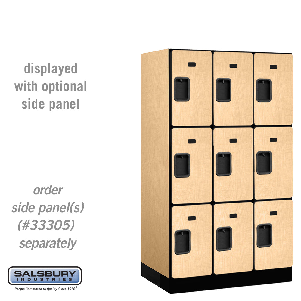 12" Wide Triple Tier Designer Wood Locker - 3 Wide - 5 Feet High - 21 Inches Deep - Maple