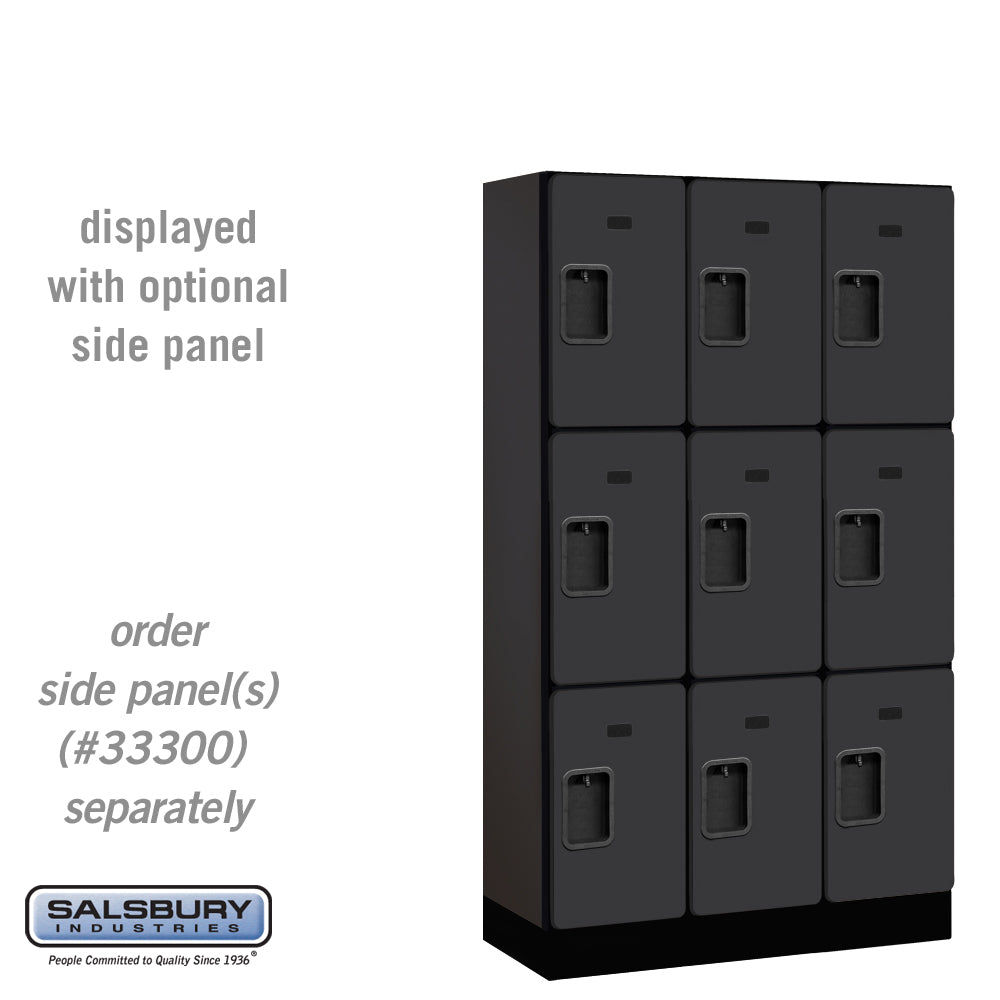 12" Wide Triple Tier Designer Wood Locker - 3 Wide - 5 Feet High - 15 Inches Deep - Black